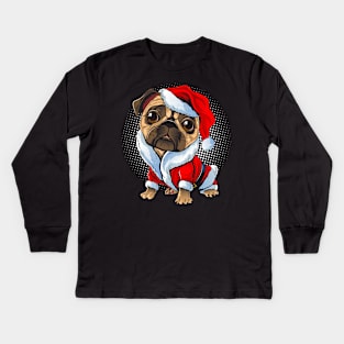 Christmas Santa Pug Kids Long Sleeve T-Shirt